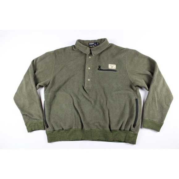 Vtg 90s Ralph Lauren Mens Fleece Sweater Size M